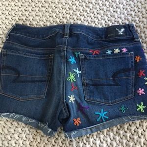 Embroidered Jean Shorts